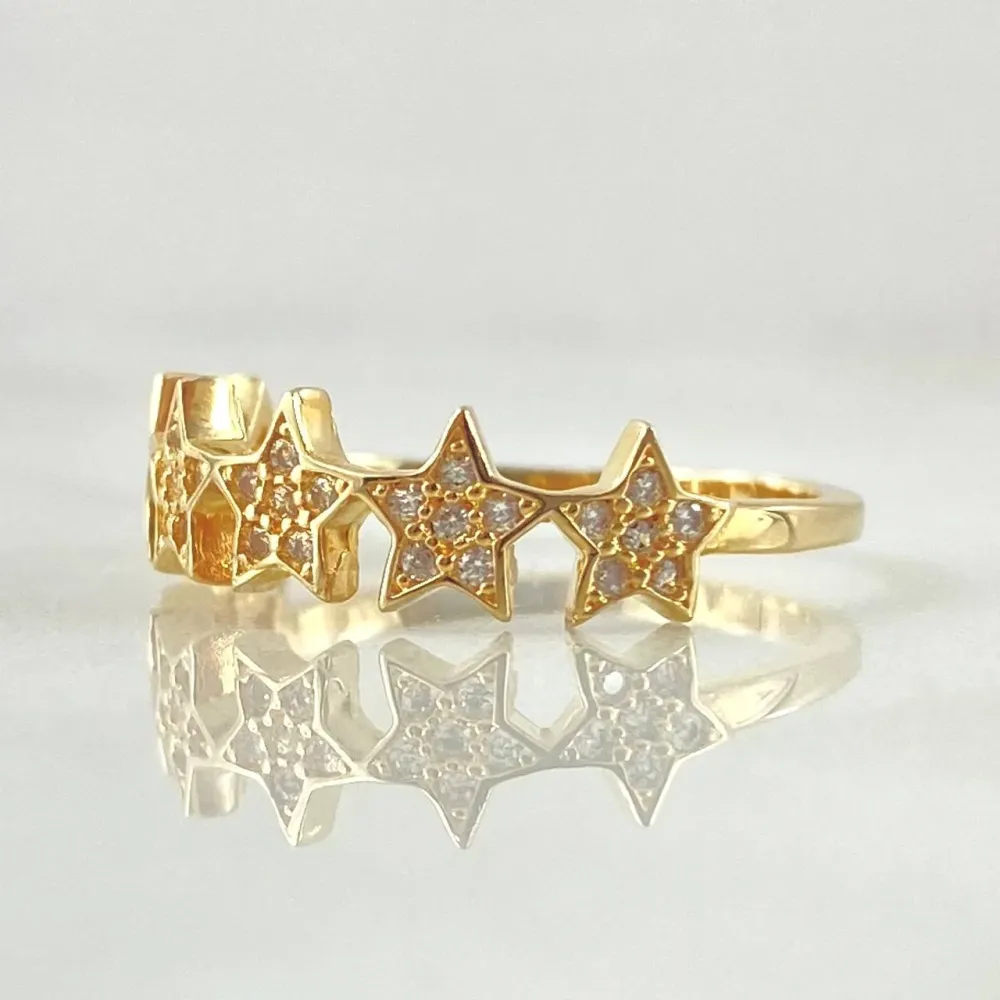 Anillo Estrellas 2.15gr / T6 1/4 / Oro Amarillo 18K * con Techo Dos Aguas