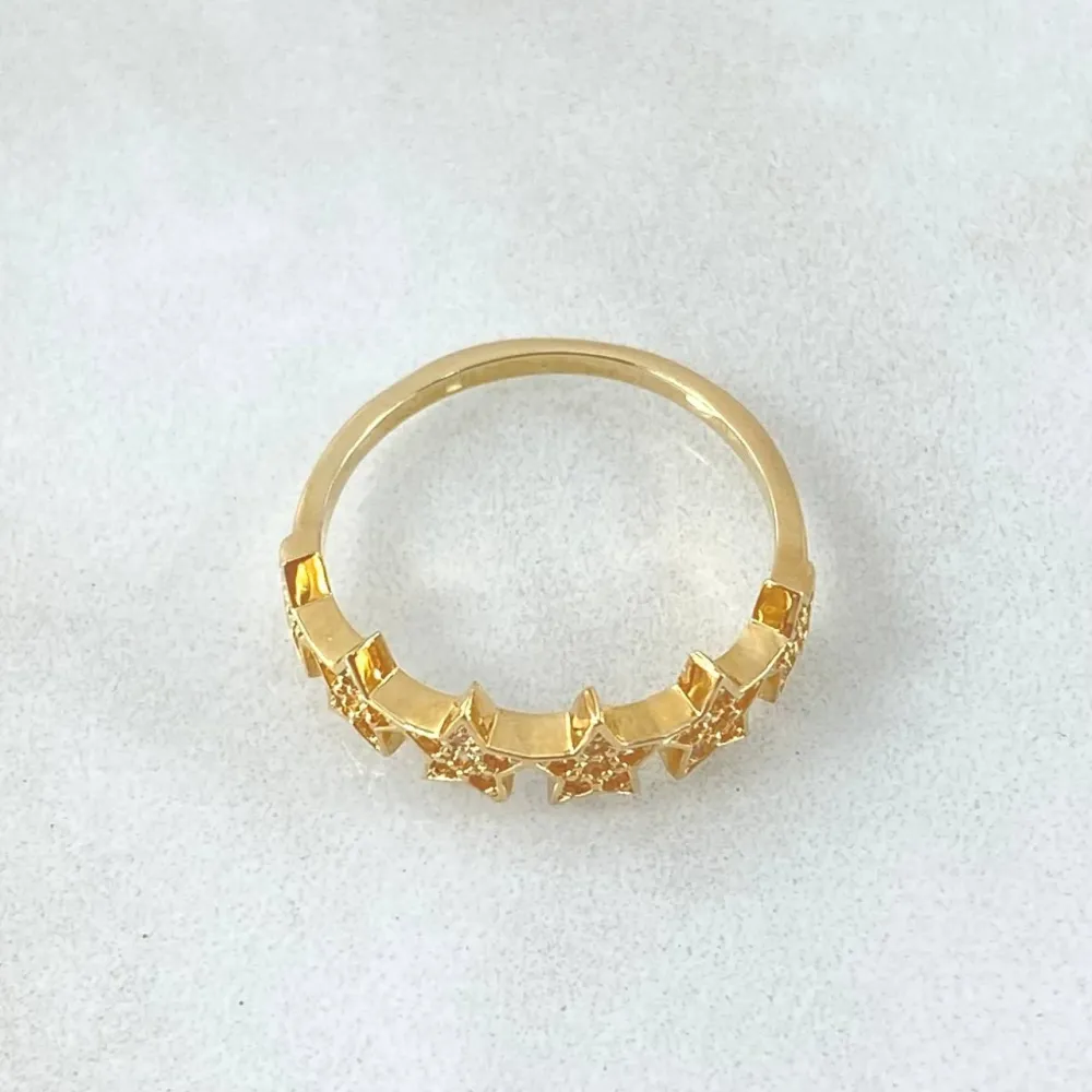 Anillo Estrellas 2.15gr / T6 1/4 / Oro Amarillo 18K * con Techo Dos Aguas