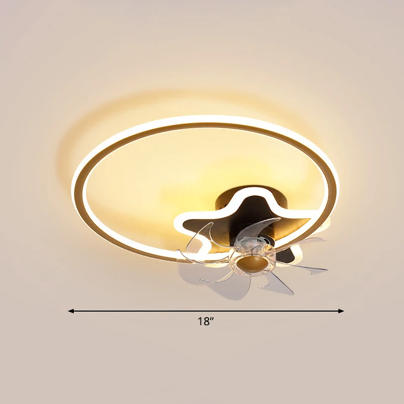 Banco de Observación Ring and Star-ventilador de techo de 7 aspas, iluminación nórdica acrílica para dormitorio, montaje s...