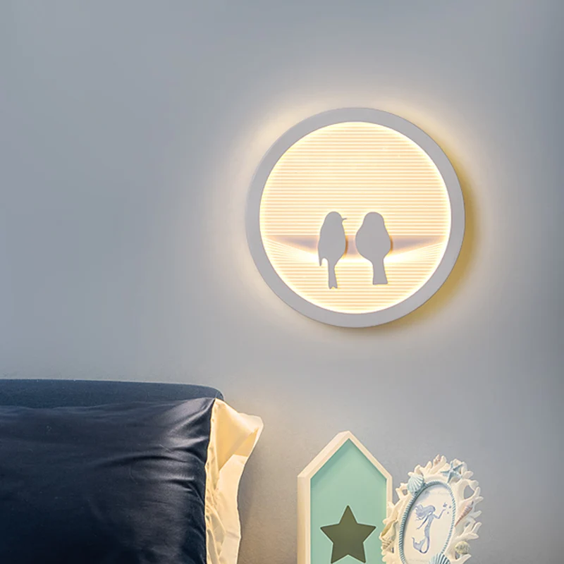 Bebedero de Cristal para Applique murale circulaire à Surface de chevet, éclairage mural à LED en acrylique avec motif par...