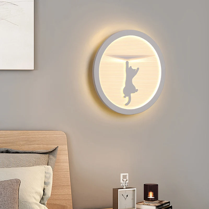 Bebedero de Cristal para Applique murale circulaire à Surface de chevet, éclairage mural à LED en acrylique avec motif par...
