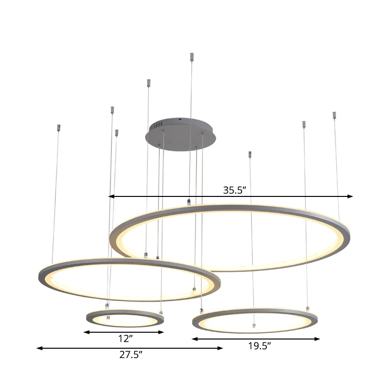 Bebedero de Cristal para Lámpara de arañ Circular blanca/gris, iluminación modernista de 3/4 luces, lámpara colgante de te...