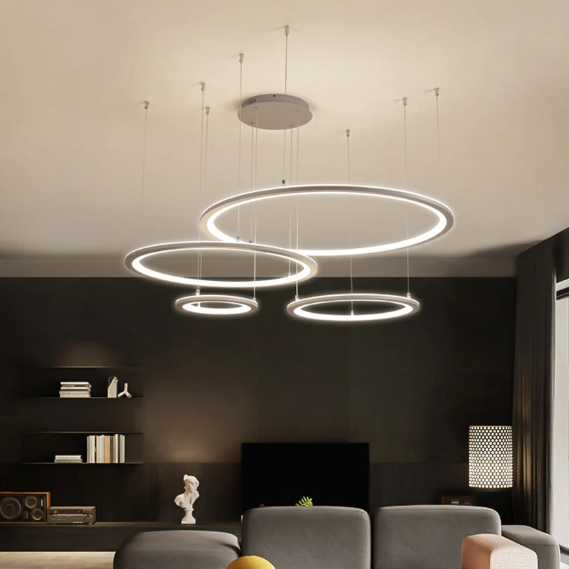 Bebedero de Cristal para Lámpara de arañ Circular blanca/gris, iluminación modernista de 3/4 luces, lámpara colgante de te...
