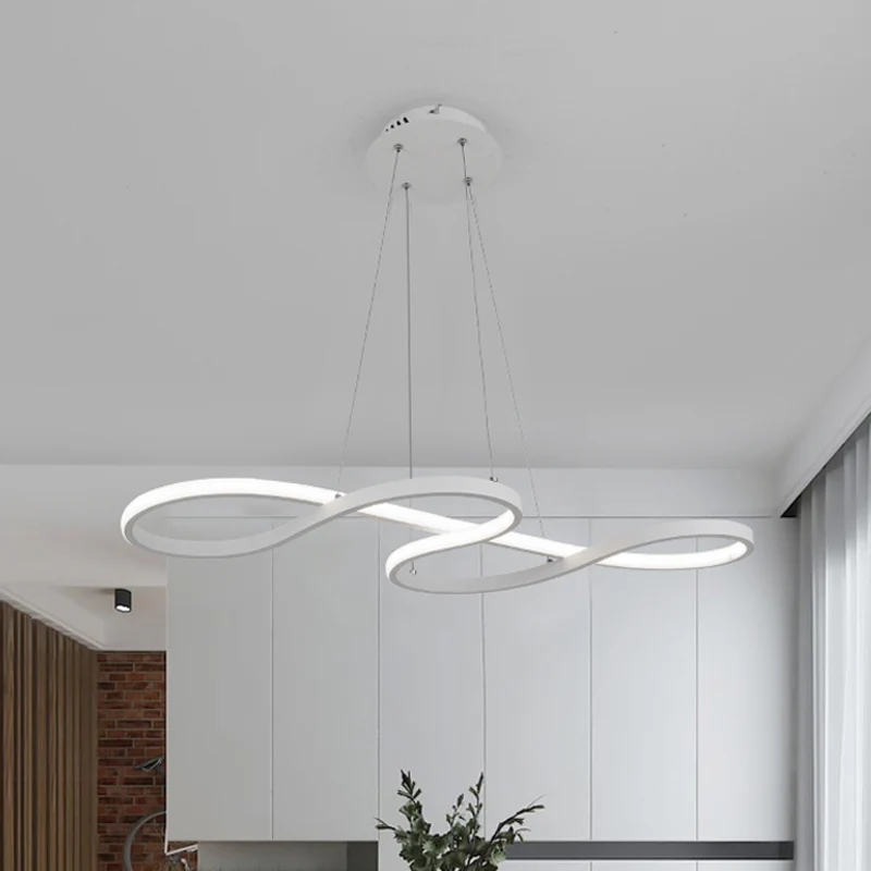 Binoculares Compactos para Lámpara colgante LED de aluminio serpenteante, lámpara de arañ minimalista en blanco y negro, 2...