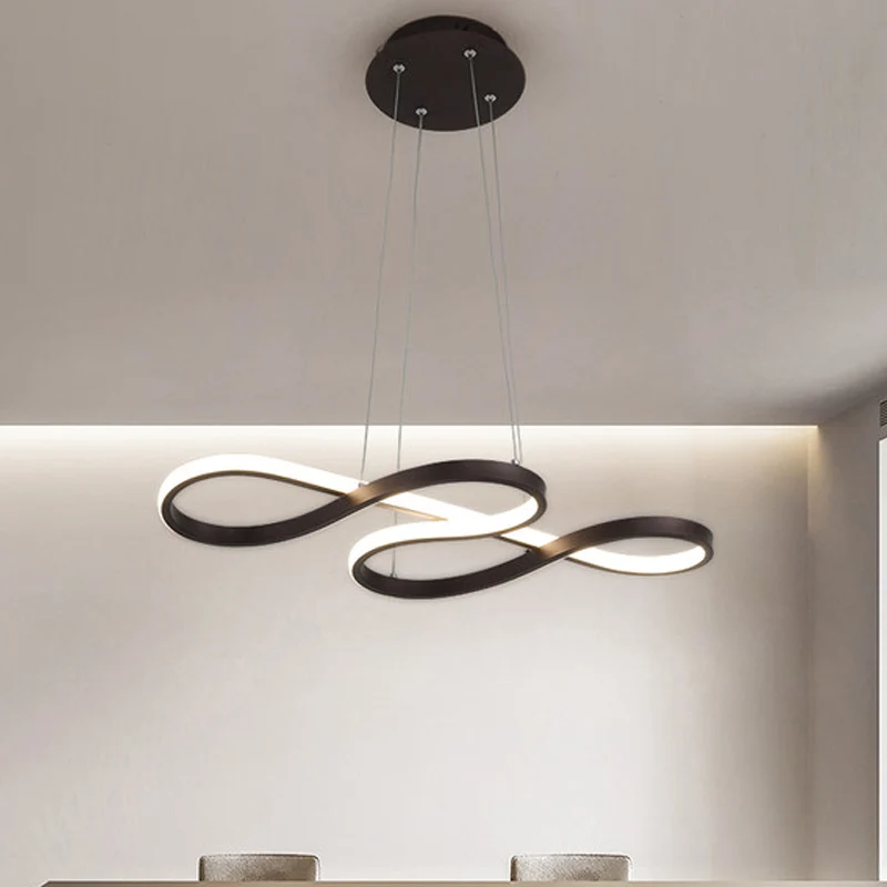 Binoculares Compactos para Lámpara colgante LED de aluminio serpenteante, lámpara de arañ minimalista en blanco y negro, 2...