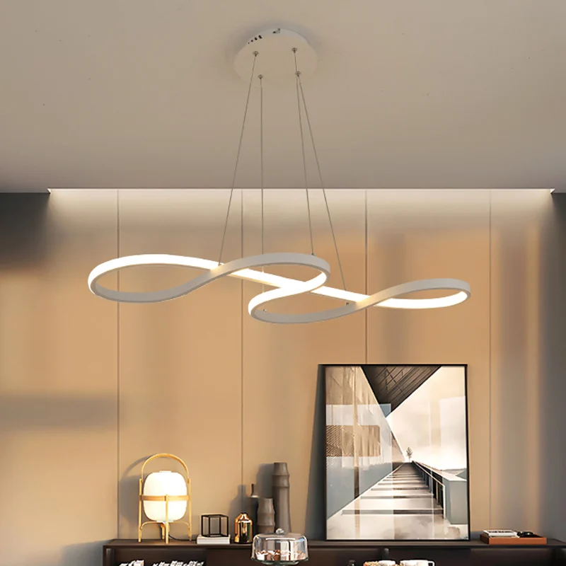 Binoculares Compactos para Lámpara colgante LED de aluminio serpenteante, lámpara de arañ minimalista en blanco y negro, 2...