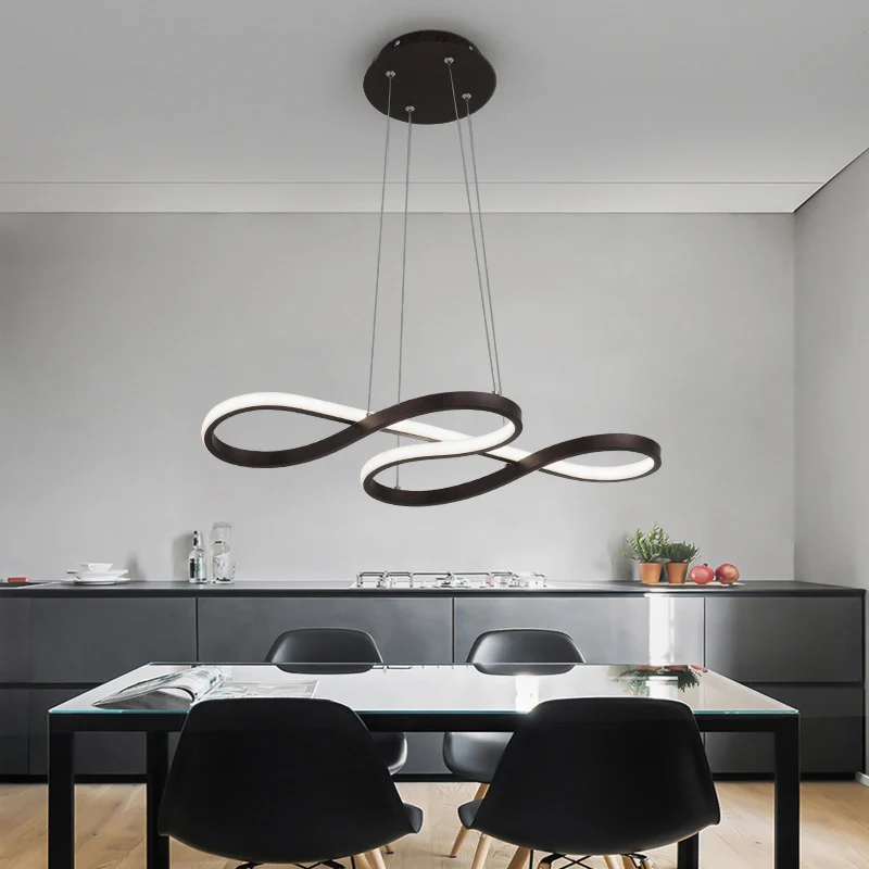Binoculares Compactos para Lámpara colgante LED de aluminio serpenteante, lámpara de arañ minimalista en blanco y negro, 2...