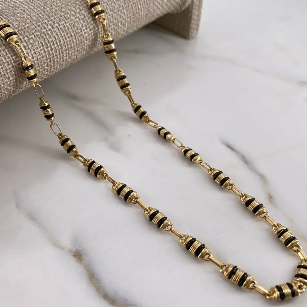 Cadena Rustica 13.95gr / 60cm / 4.5mm Barril Estria Cauchos Oro Amarillo $ Diseño Antihormigas