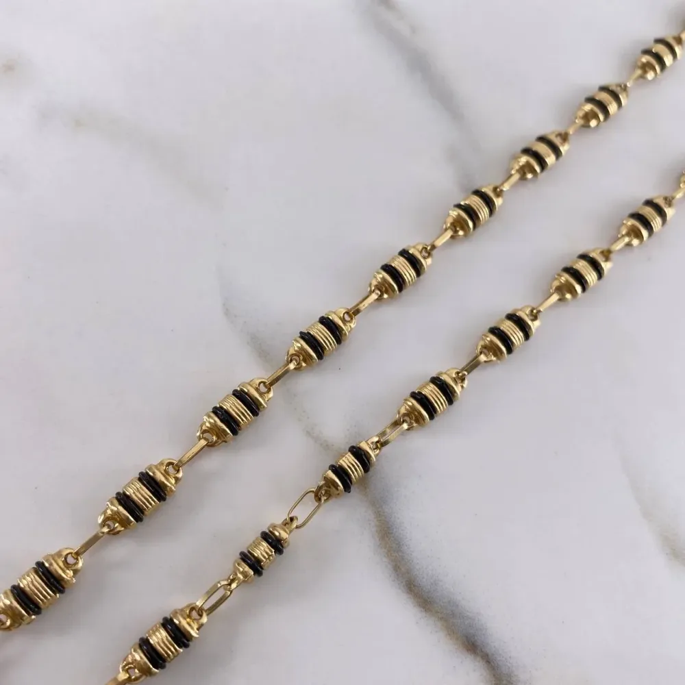 Cadena Rustica 13.95gr / 60cm / 4.5mm Barril Estria Cauchos Oro Amarillo $ Diseño Antihormigas