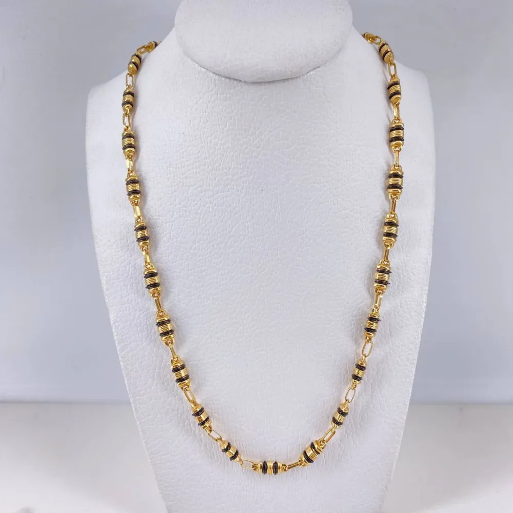 Cadena Rustica 13.95gr / 60cm / 4.5mm Barril Estria Cauchos Oro Amarillo $ Diseño Antihormigas