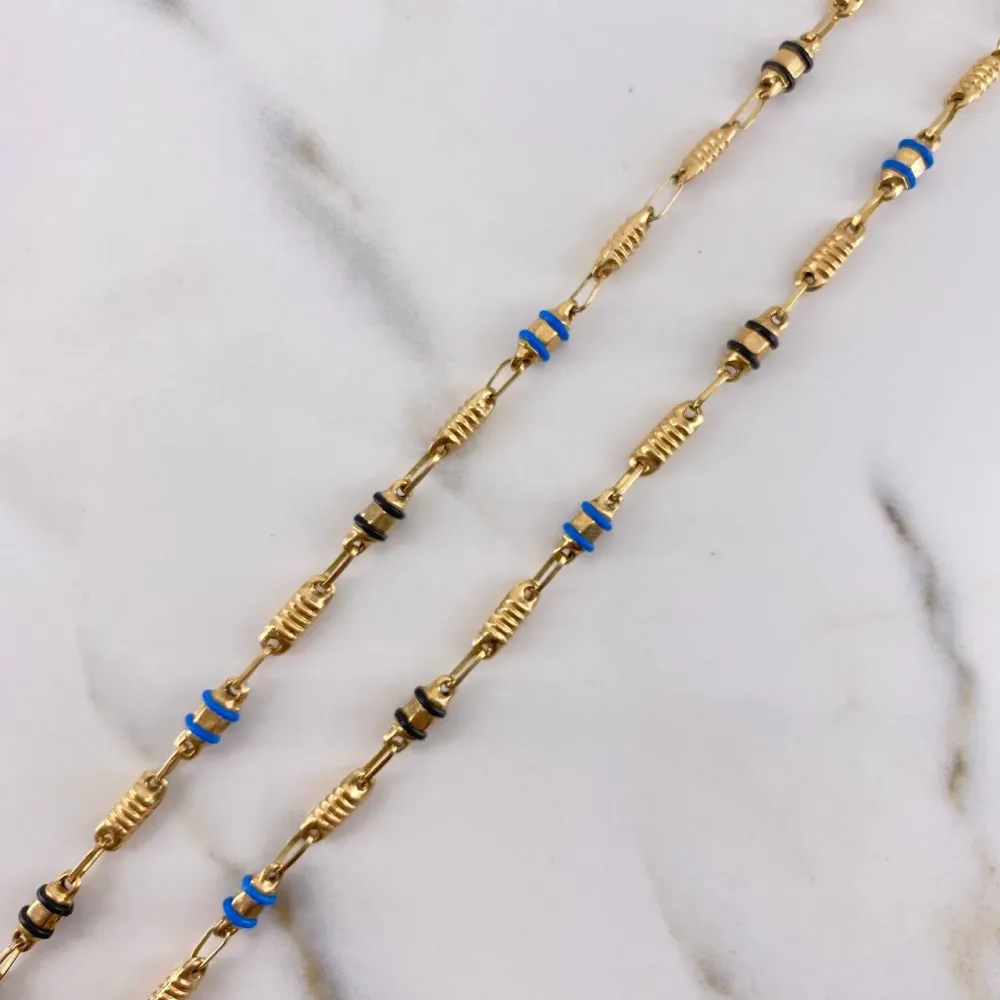 Cadena Rustica 9.75gr / 60cm / 3.5mm Barril Estria Cauchos Oro Amarillo $ con Garantí de 2 ños