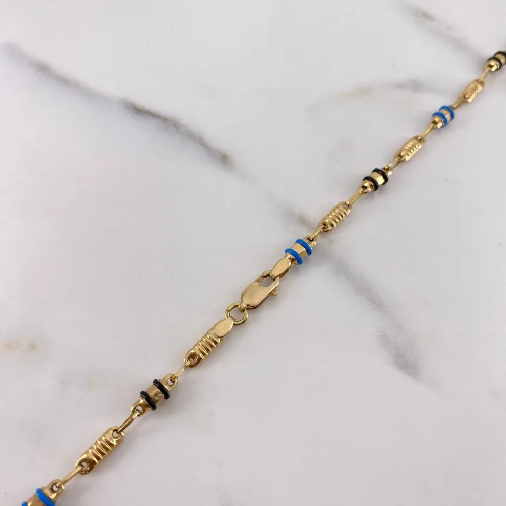 Cadena Rustica 9.75gr / 60cm / 3.5mm Barril Estria Cauchos Oro Amarillo $ con Garantí de 2 ños