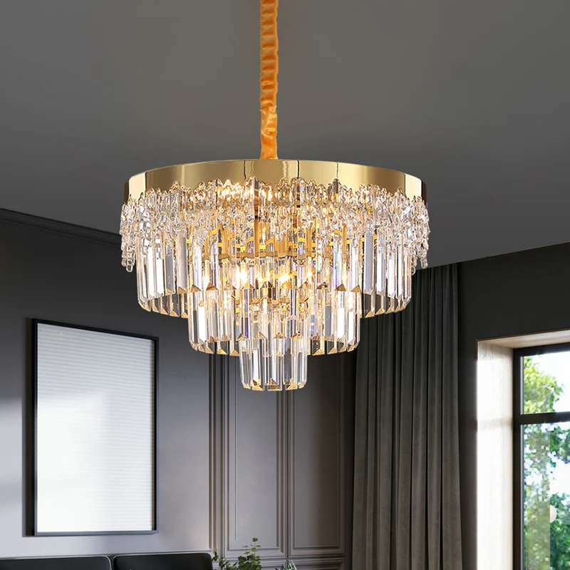 Casa Nido para Lámpara de arañ con acabado dorado, 6/10 bombillas, bloques de cristal transparente modernos, iluminación d...