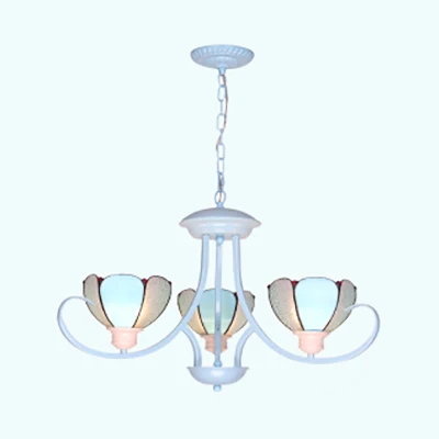 Casa Nido para Lámpara de arañ moderna de pétalos de 3/6/8 luces con cadena colgante, luz de techo colgante de vidrieras e...