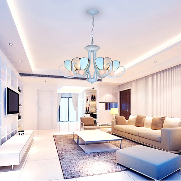 Casa Nido para Lámpara de arañ moderna de pétalos de 3/6/8 luces con cadena colgante, luz de techo colgante de vidrieras e...