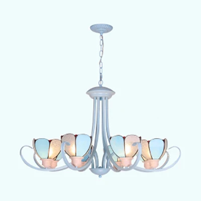 Casa Nido para Lámpara de arañ moderna de pétalos de 3/6/8 luces con cadena colgante, luz de techo colgante de vidrieras e...