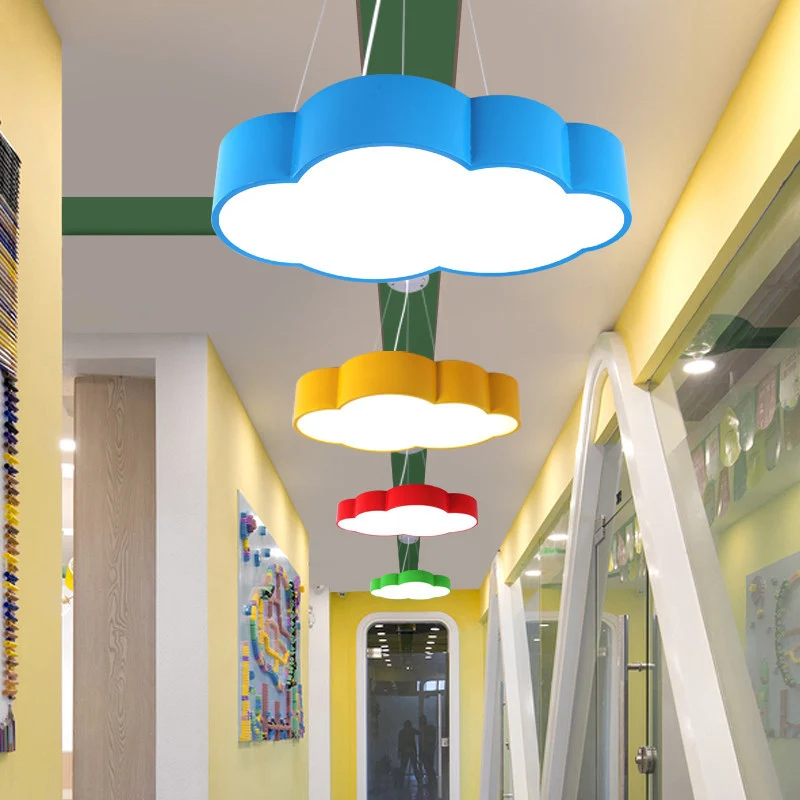 Casa Nido para Suspension de plafond Cloud Corridor en acrylique Macaron LED, éclairage à suspension en rouge/jaune/vert,...
