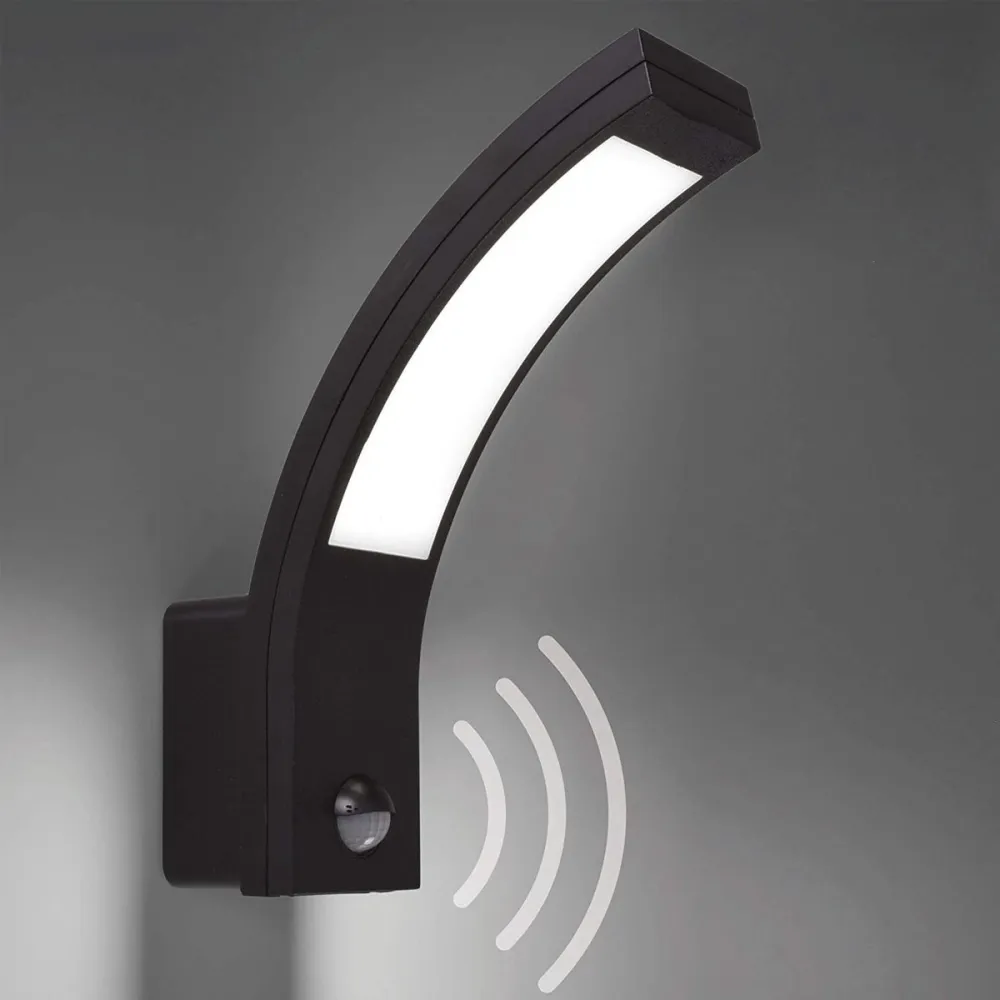 Cgc lighting Aplique de exterior negro con sensor de movimiento PIR Capacidad de 500 ml