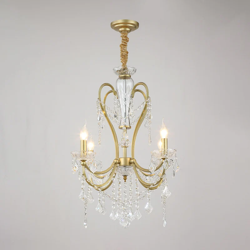 Cámara de Naturaleza Candelabro dorado, lámpara de arañ, cristal biselado Rural, iluminación de suspensión para dormitorio...