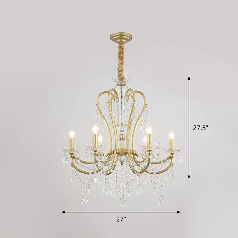 Cámara de Naturaleza Candelabro dorado, lámpara de arañ, cristal biselado Rural, iluminación de suspensión para dormitorio...