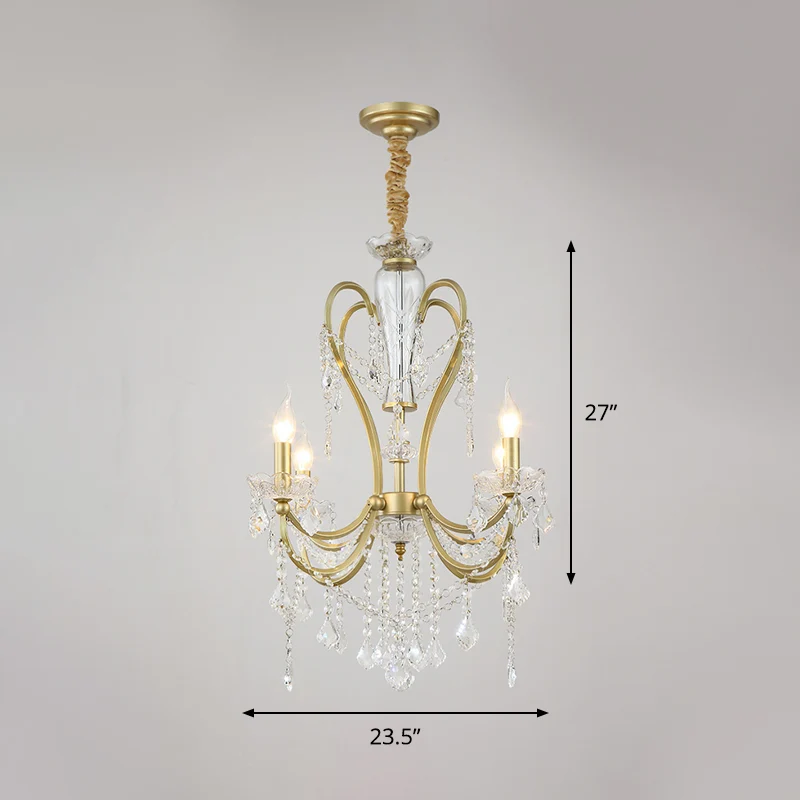 Cámara de Naturaleza Candelabro dorado, lámpara de arañ, cristal biselado Rural, iluminación de suspensión para dormitorio...