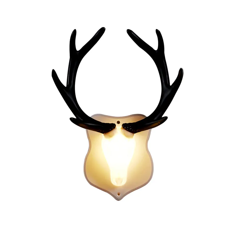 Comedero para Aves Applique murale LED en résine blanche/bleue, luminaire rustique en forme de cerf, noir/blanc, pour salon