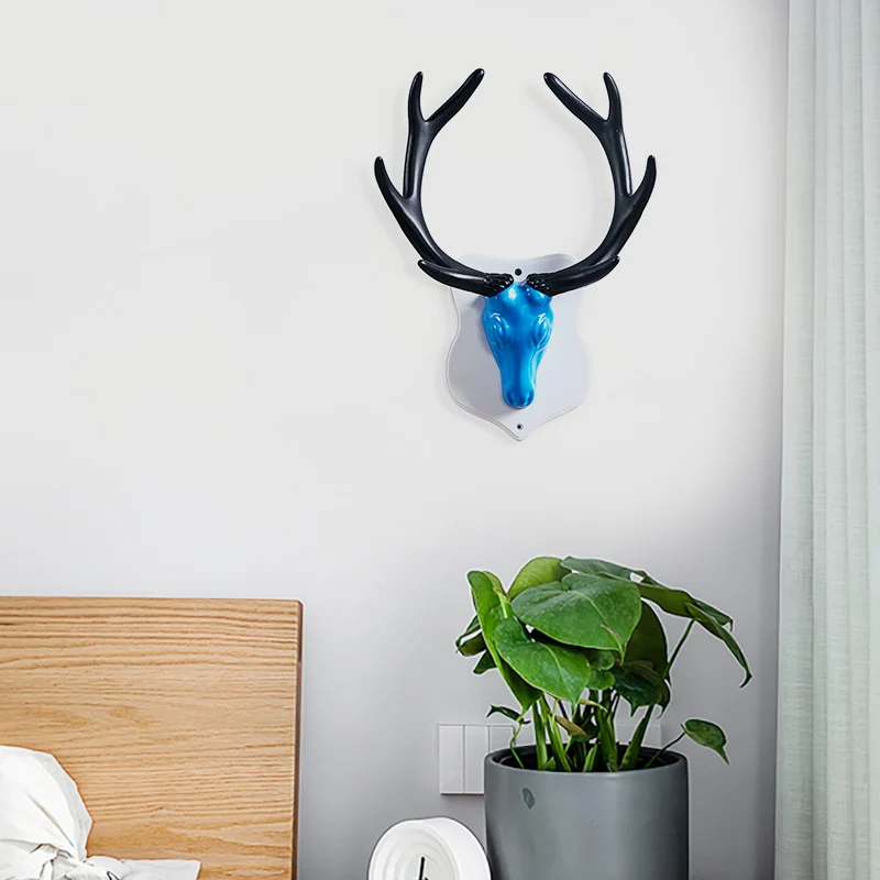 Comedero para Aves Applique murale LED en résine blanche/bleue, luminaire rustique en forme de cerf, noir/blanc, pour salon