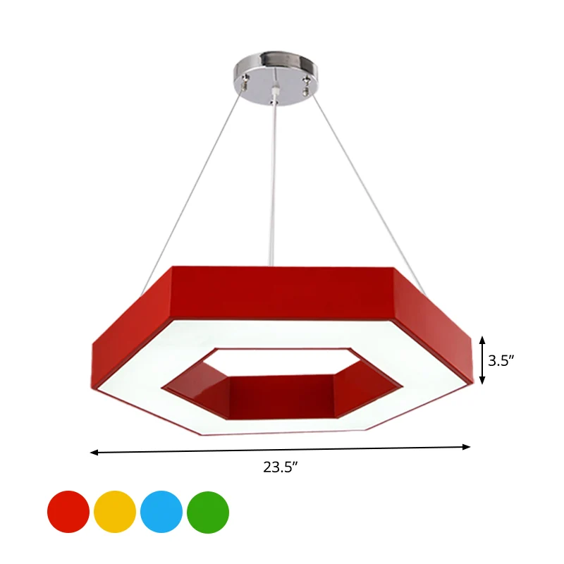 Iluminación acrílica con anillo hexagonal, iluminación de arañ LED Fácil en rojo/amarillo/azul para jardín de infantes Azul