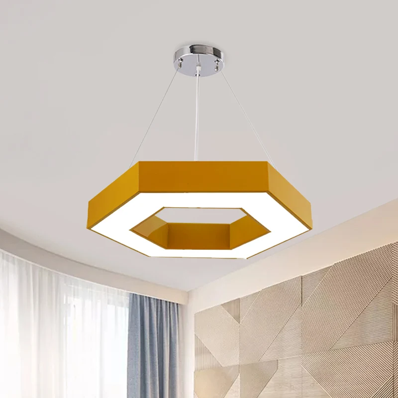 Iluminación acrílica con anillo hexagonal, iluminación de arañ LED Fácil en rojo/amarillo/azul para jardín de infantes Azul