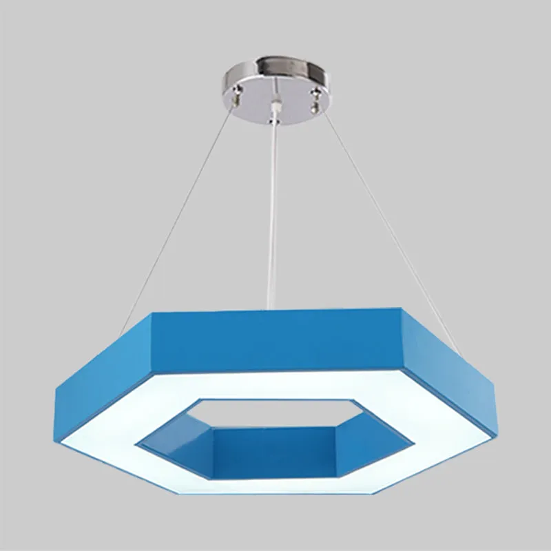 Iluminación acrílica con anillo hexagonal, iluminación de arañ LED Fácil en rojo/amarillo/azul para jardín de infantes Azul