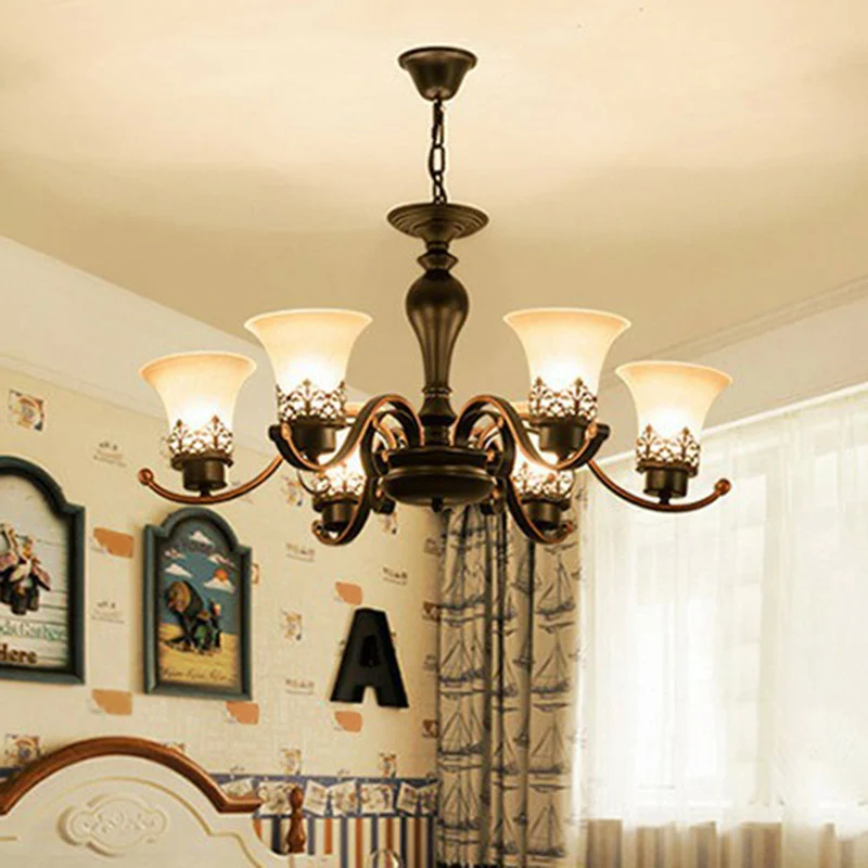 Lámpara de arañ de cristal color crema, lámpara colgante antiguo para salón, color negro Negro