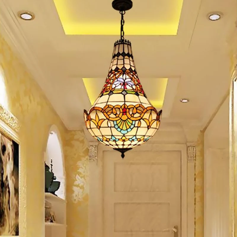Lámpara de arañ de flores de 3/5 luces, colgante de suspensión de cristal tallado en bronce antiguo, 12 "/ 16" de extenso...