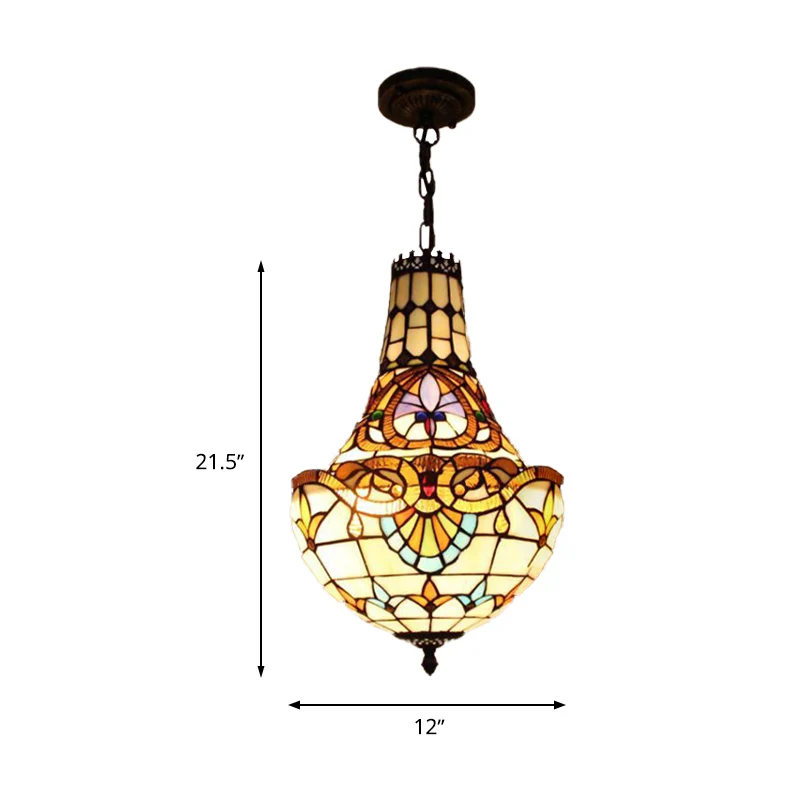 Lámpara de arañ de flores de 3/5 luces, colgante de suspensión de cristal tallado en bronce antiguo, 12 "/ 16" de extenso...