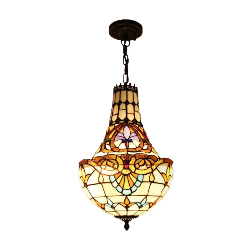 Lámpara de arañ de flores de 3/5 luces, colgante de suspensión de cristal tallado en bronce antiguo, 12 "/ 16" de extenso...