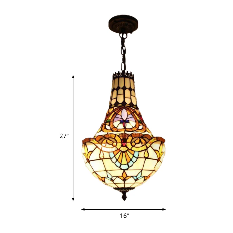 Lámpara de arañ de flores de 3/5 luces, colgante de suspensión de cristal tallado en bronce antiguo, 12 "/ 16" de extenso...