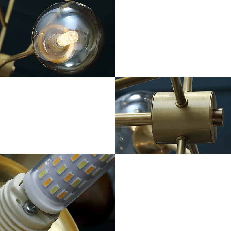 Lámpara de arañ en forma de globo, accesorios de iluminación, luz colgante de cristal moderna para sala de estar con Sopor...