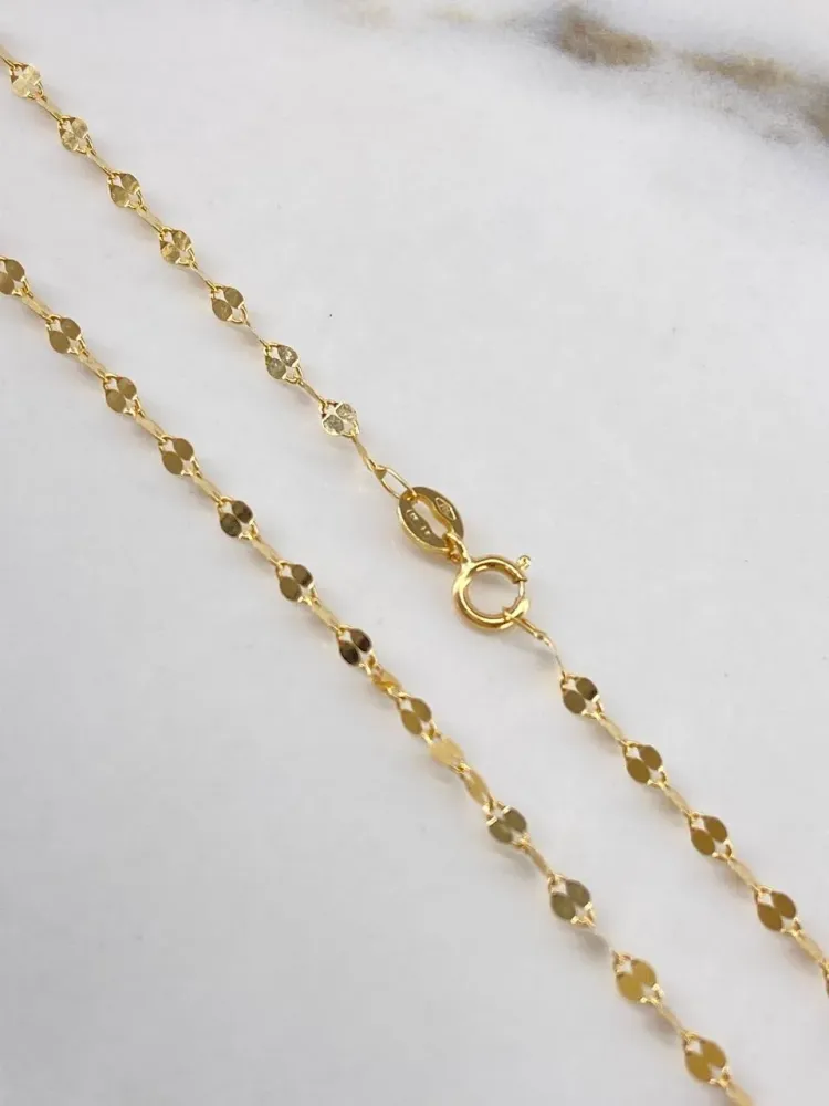 Premium Resistente la Intemperie Cadena Flor Espejo 1.15gr / 45cm / 1.95mm Oro Amarillo$