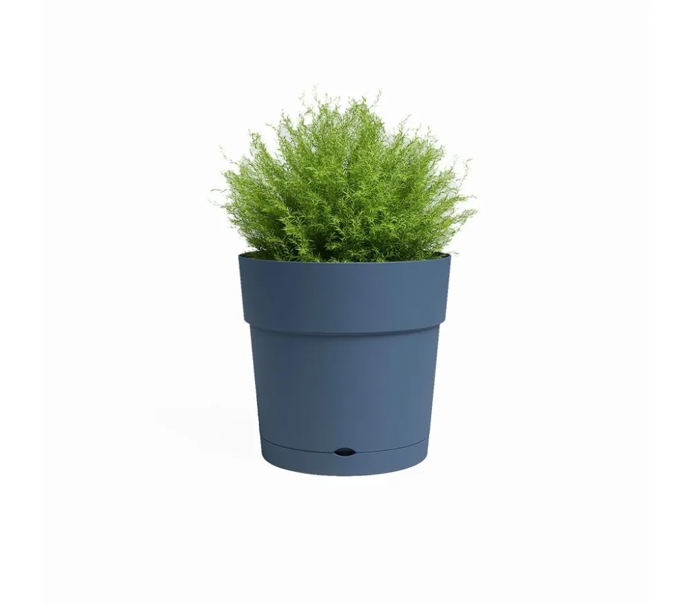 Artevasi Macetero Azul Capri 30 Cm Con Reserva De Agua De Plástico Reciclado con Patas Elevadoras