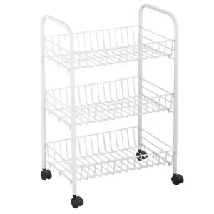 Carrito verdulero de metálico CONFORTIME en color blanco de 3 pisos