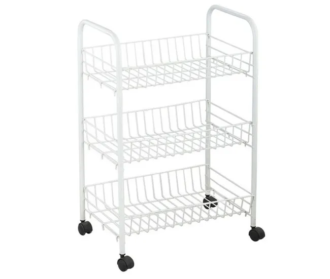 Carrito verdulero de metálico CONFORTIME en color blanco de 3 pisos