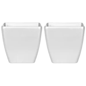 Conjunto de 2 macetas astras piedra 50 cm plateado