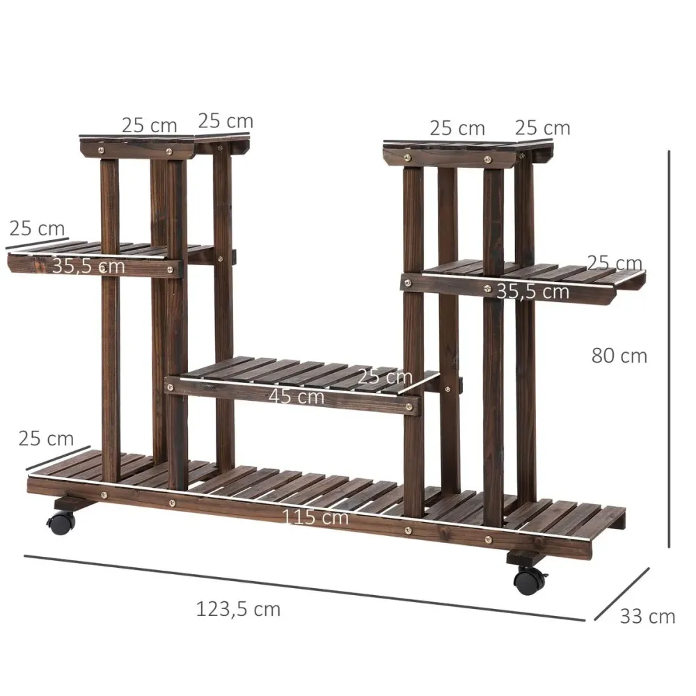 Estanterí para macetas Fire Outsunny 4 niveles marrón 80x123,5x33 cm