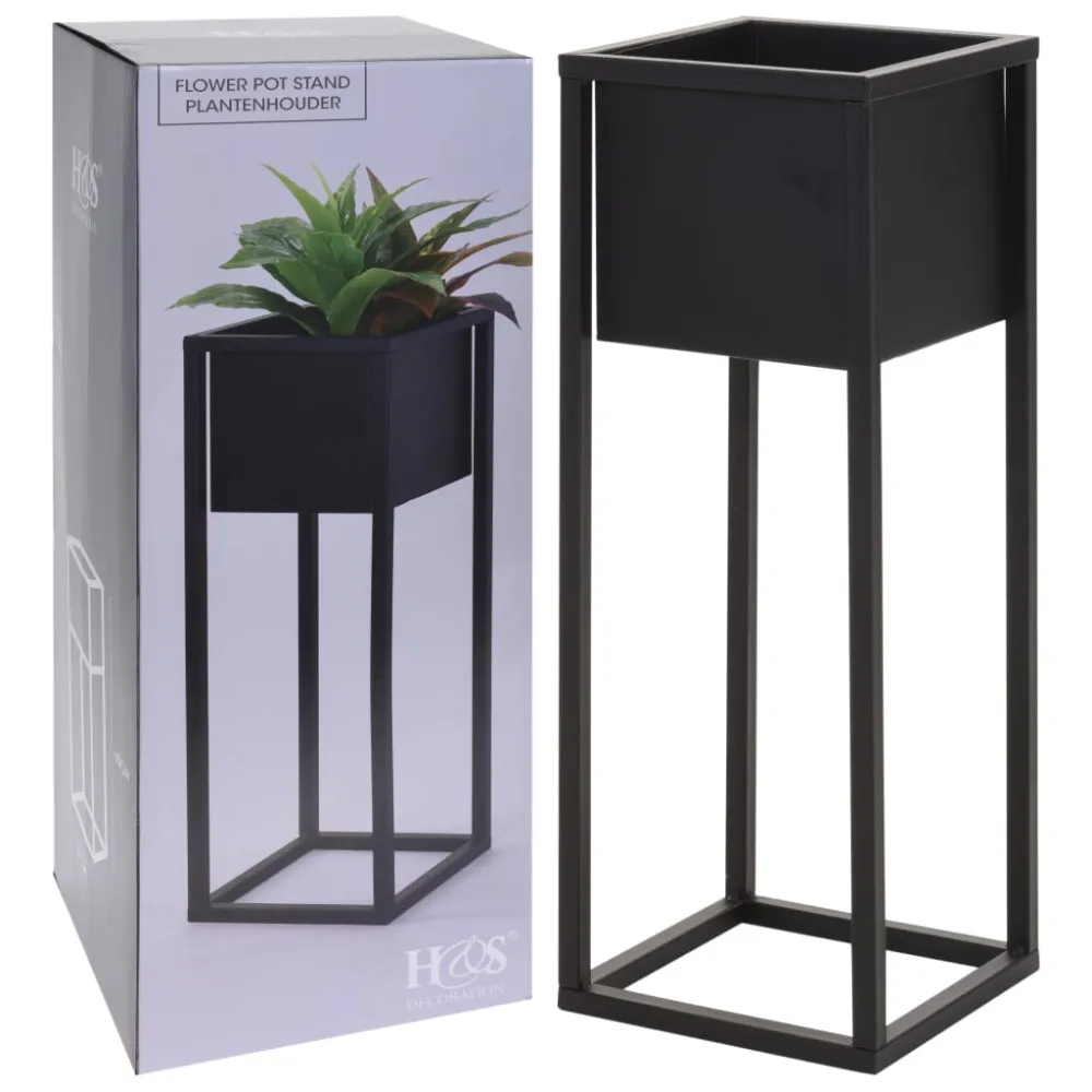 H&s collection macetero sobre soporte de metálico negro 60 cm