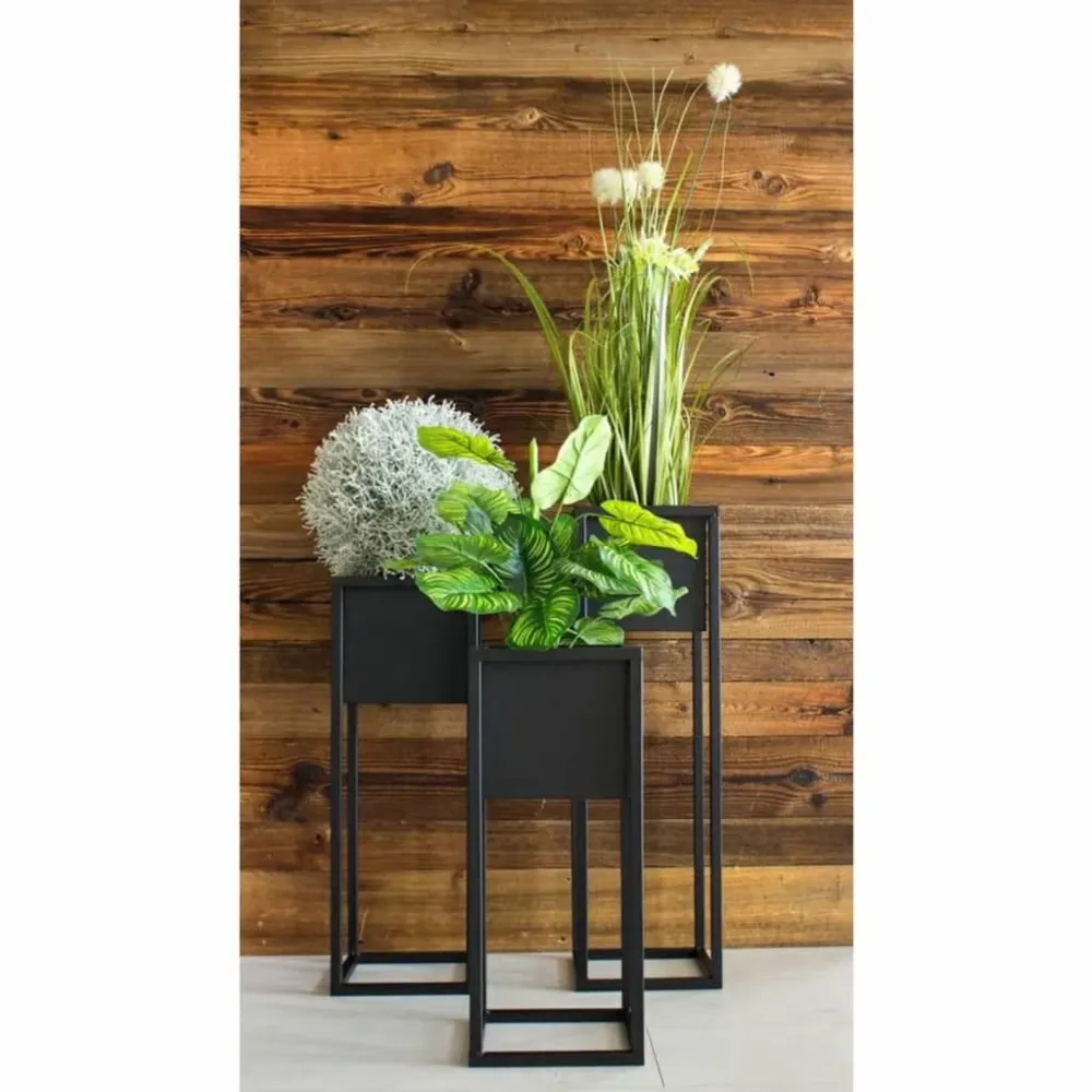 H&s collection macetero sobre soporte de metálico negro 60 cm
