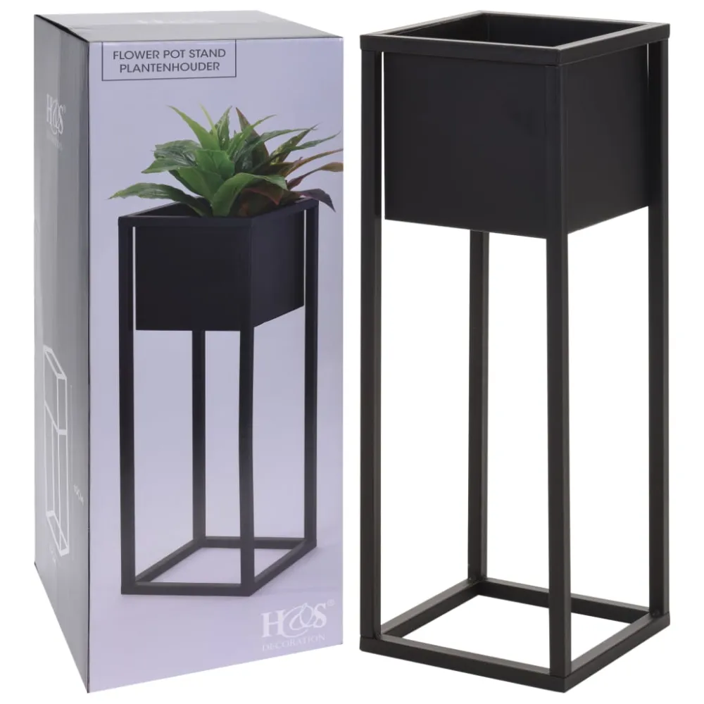 H&s collection macetero sobre soporte de metálico negro 60 cm