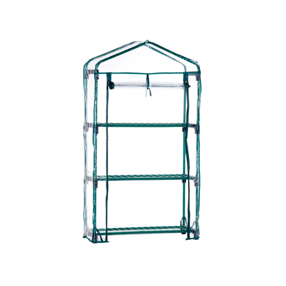 Invernadero PVC/acero Gardiun leaf i 3 estantes 69x49x130 cm verde con puer