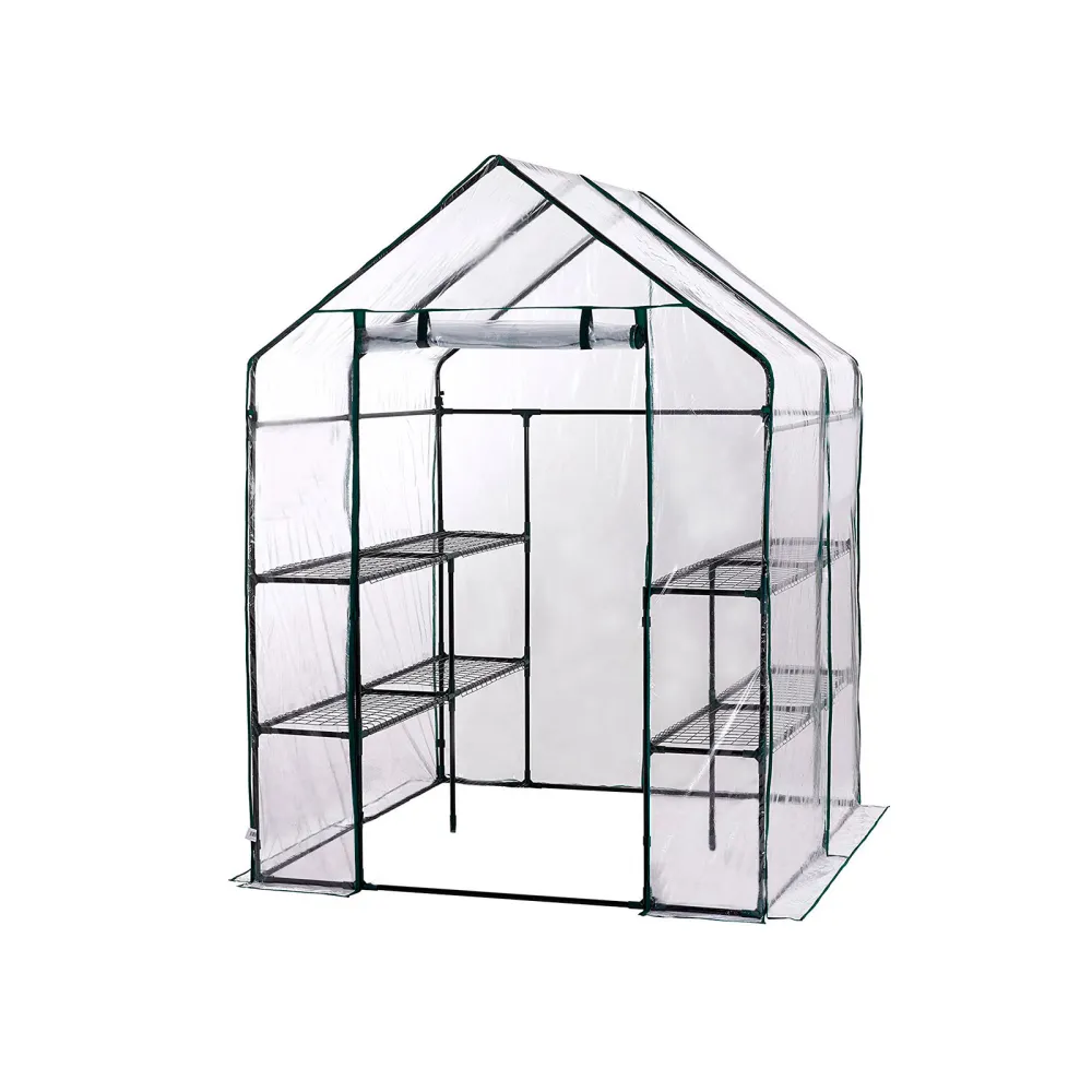 Invernadero PVC/acero Gardiun nuevo leaf 4 estantes 143x143x195 cm verde con
