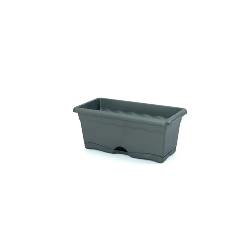 Jardinera con plato integrado terra color antracita 30 x 20 x 16