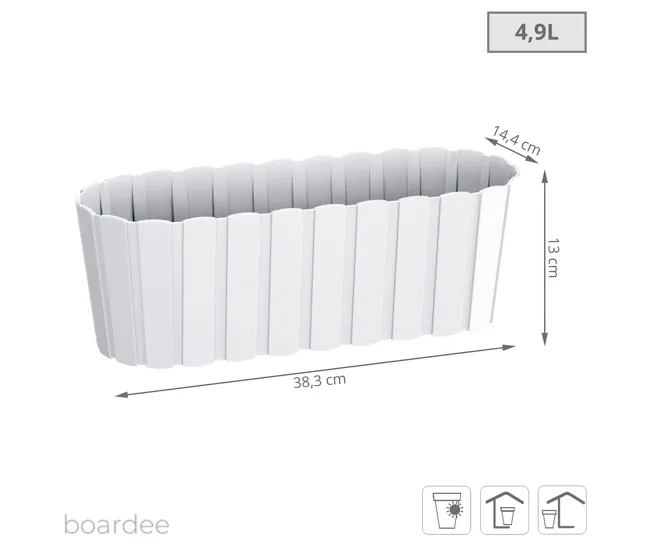 Jardinera para balcón BOARDEE ELEMENTAL 4,9L., dimensiones (mm) 383x144x130, color Blanco