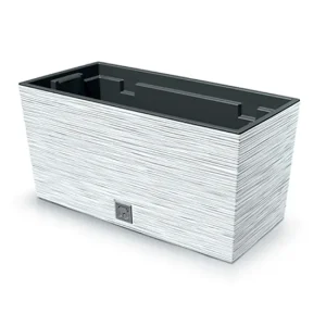 Maceta de Autorriego con Reserva Macetero color blanco, con depósito, colección FURU, de 39,5 x 18,5 x 19,5 cm, capacidad...